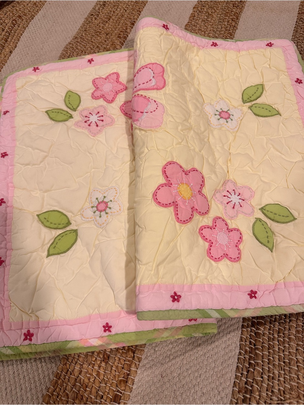 Pottery Barn Kids-  Standard Pillow case covers- Set of 2- Pink & Green
